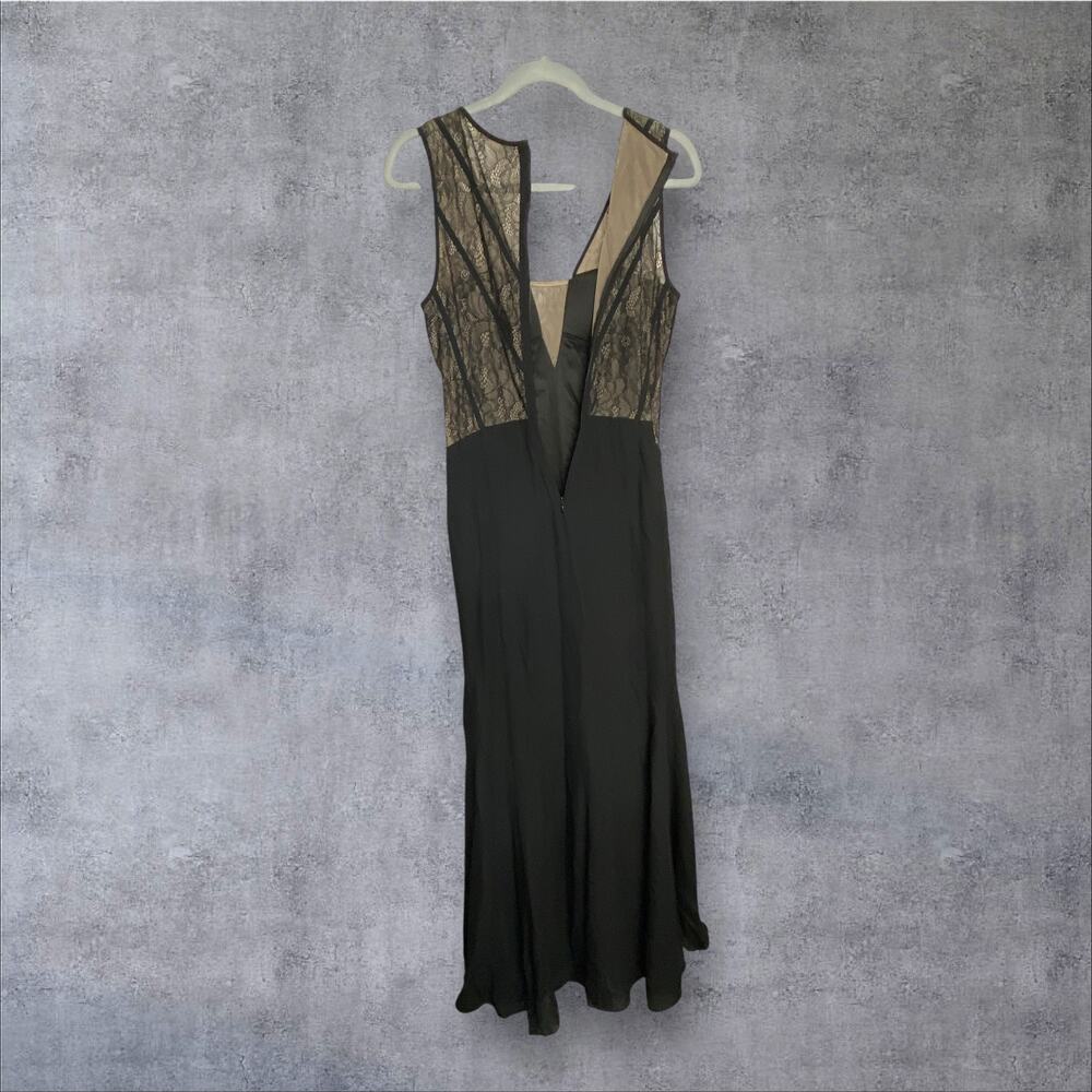 Max and Cleo Evening Gown 4 Black Mesh Sheer Panel Formal Event Elegant Maxi - Picture 7 of 8